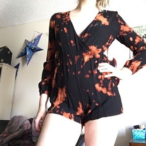 ONE OF A KIND bleach tie dyed romper!